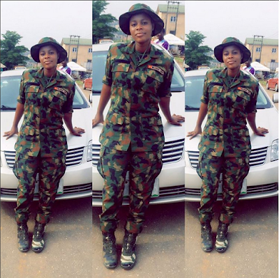 Meet The Pretty And Sexy Female Soldier Who Is Rocking Lagos NYSC Camp.. Photos Sane1