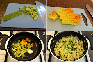 foto preparazione Ricetta pasta all'uovo con zucchino fiore per bambini