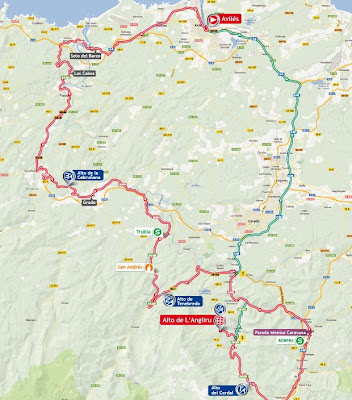 Mapa Etapa 20 La Vuelta 2013. Aviles / Alto de L´Angliru