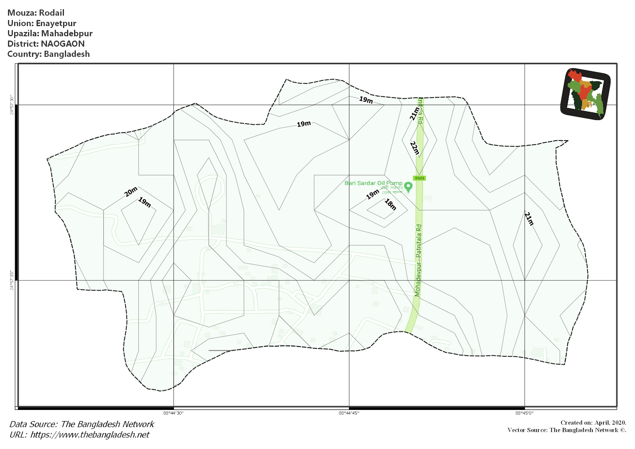 Map of Rodail Mouza of Mahadebpur Upazila, NAOGAON Map of Rodail Mouza of Mahadebpur Upazila, NAOGAON, Bangladesh.