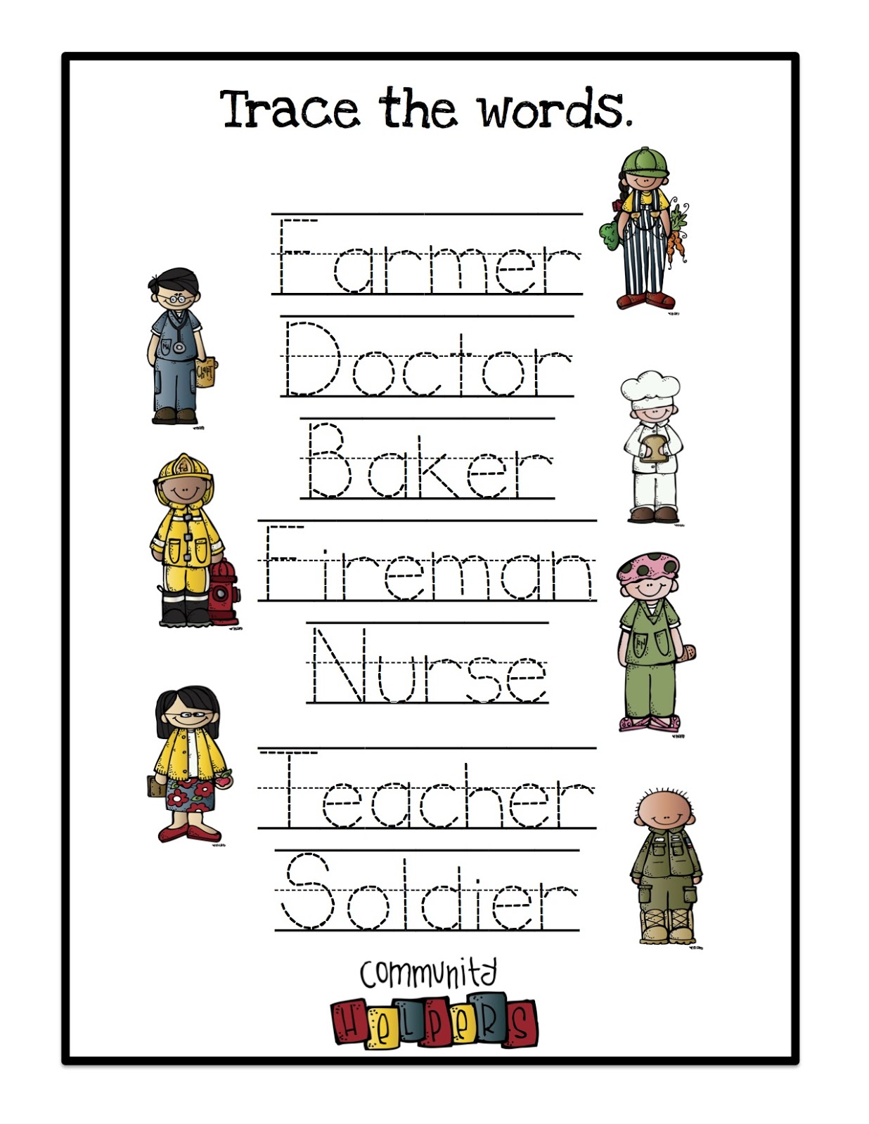 Trace+the+words+1 - Community Helpers Kindergarten