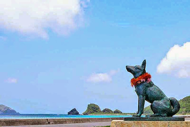 dog, statue, beach