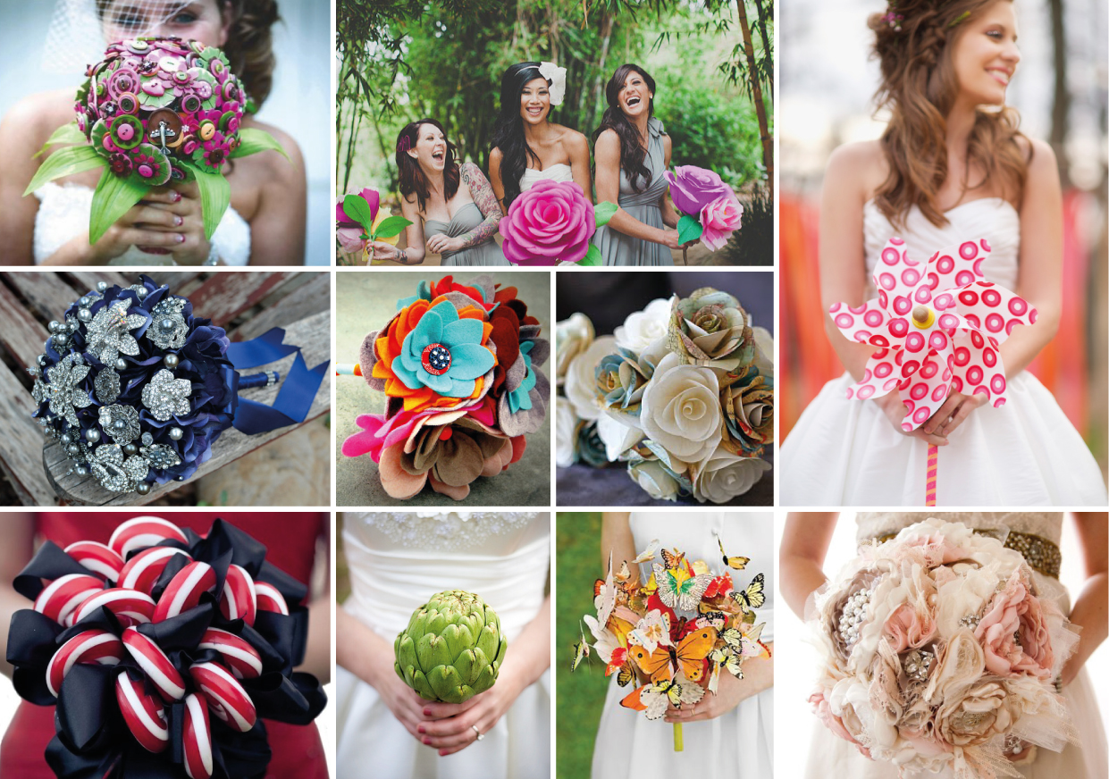 Pink Teapot Design and Letterpress Alternative wedding bouquets