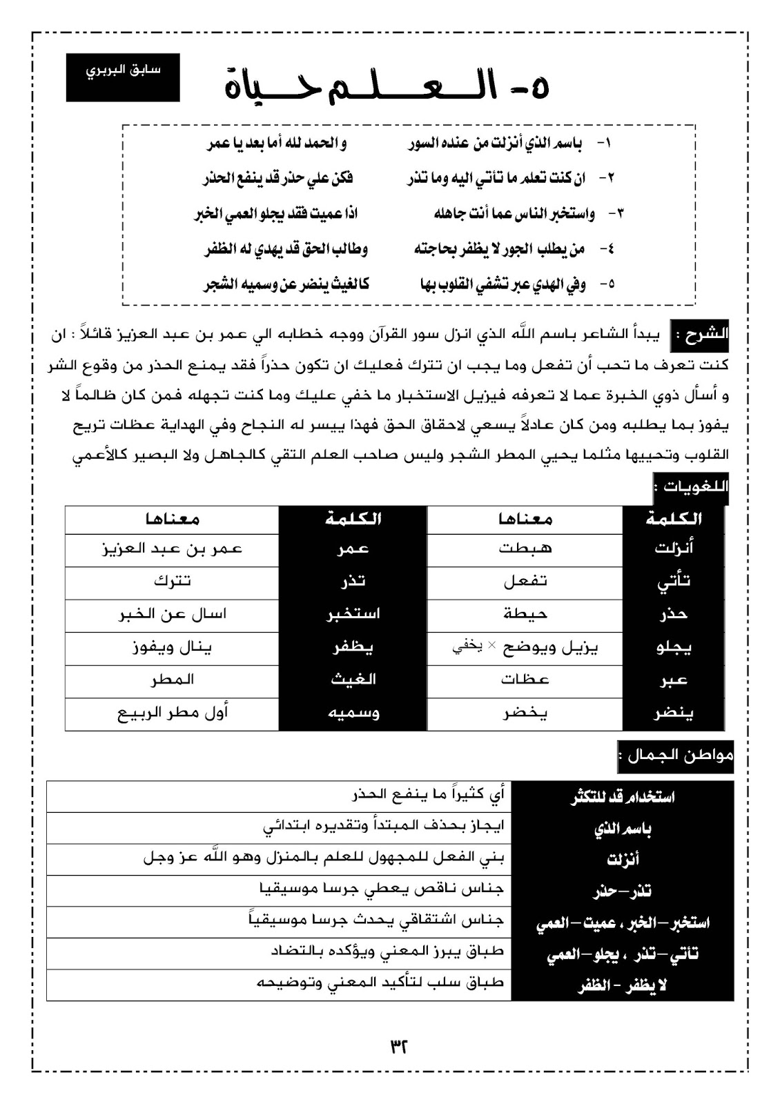 ➁ ثاني ثانوي لغة عربية: يوليو 2017