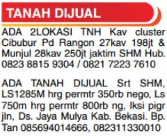 Contoh Iklan Baris Penjualan Tanah