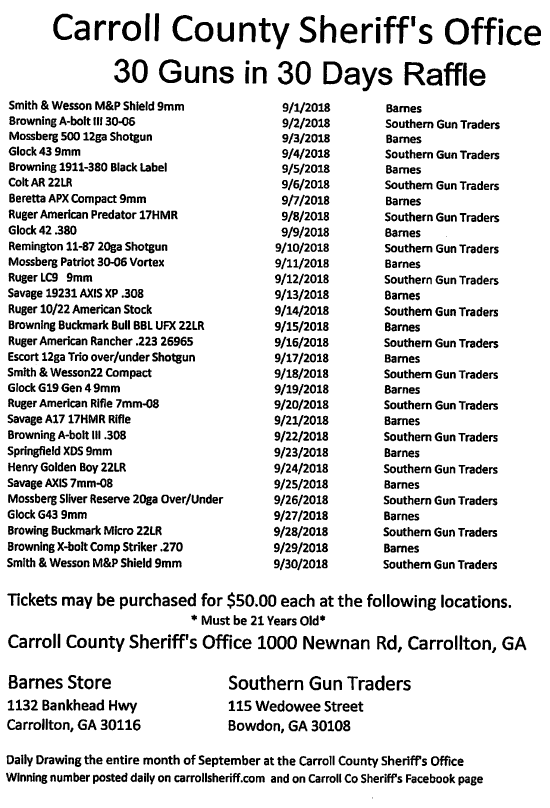 Carroll County Veterans Memorial Park Georgia Notice From