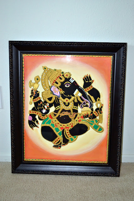 Embossed ganesh painting with acrylic paint