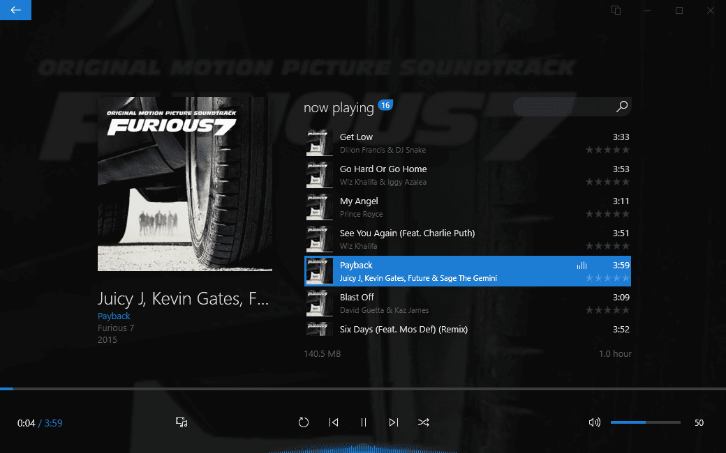 Dopamine Now Playing Screenshot Dopamine Screenshot