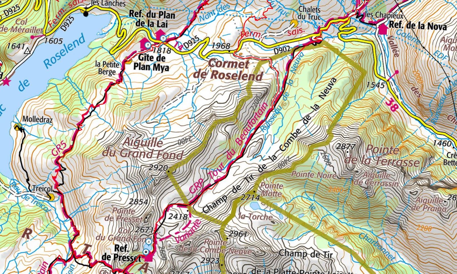 Fotturer i Alpene på kart:
