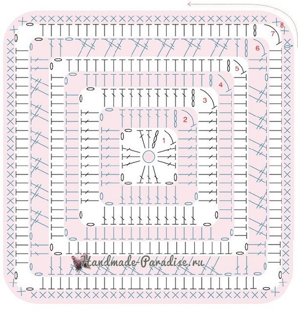 Схема вязания центральной части обложки