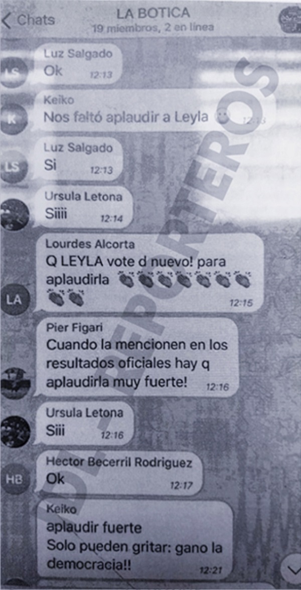 Chat La Botica: Ordenes de Keiko Fujimori Chat La Botica: Ordenes de Keiko Fujimori