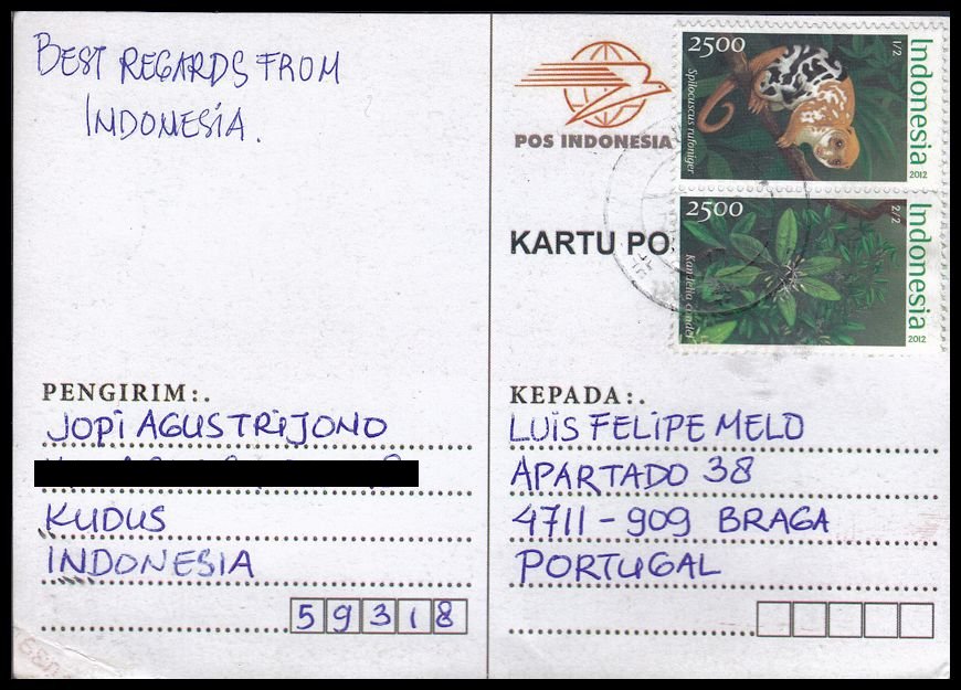 Sent & Received: INDONESIA – Postcard from Kudus, Indonesia to Braga