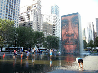 Crown Fountain in Millennium Park in downtown Chicago, Illinois