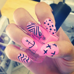 nail designs acrylic cross anchor nails pink stiletto chevron polka dot almond pointy pretty