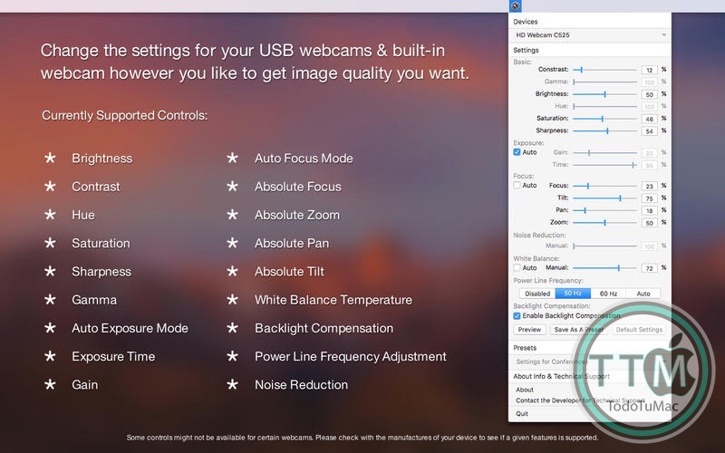 Webcam Settings Control