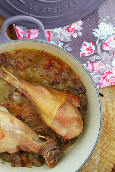 cosce di tacchino all'uva e guanciale