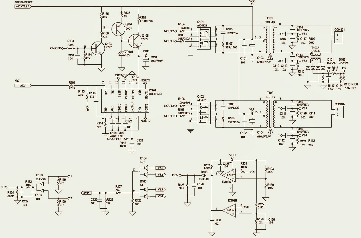 Electro help: TCL LCD TV - POWER and BACK-LIGHT INVERTER BOARD - SCHEMATIC