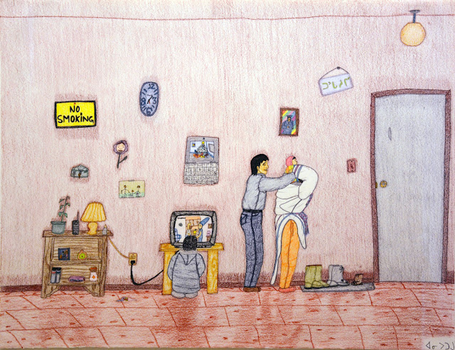 Annie Pootoogook, “Watching the Simpsons on TV” © Annie Pootoogook