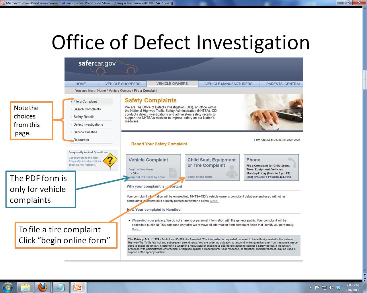 RV Tire Safety Reporting tire failure to NHTSA Part 2