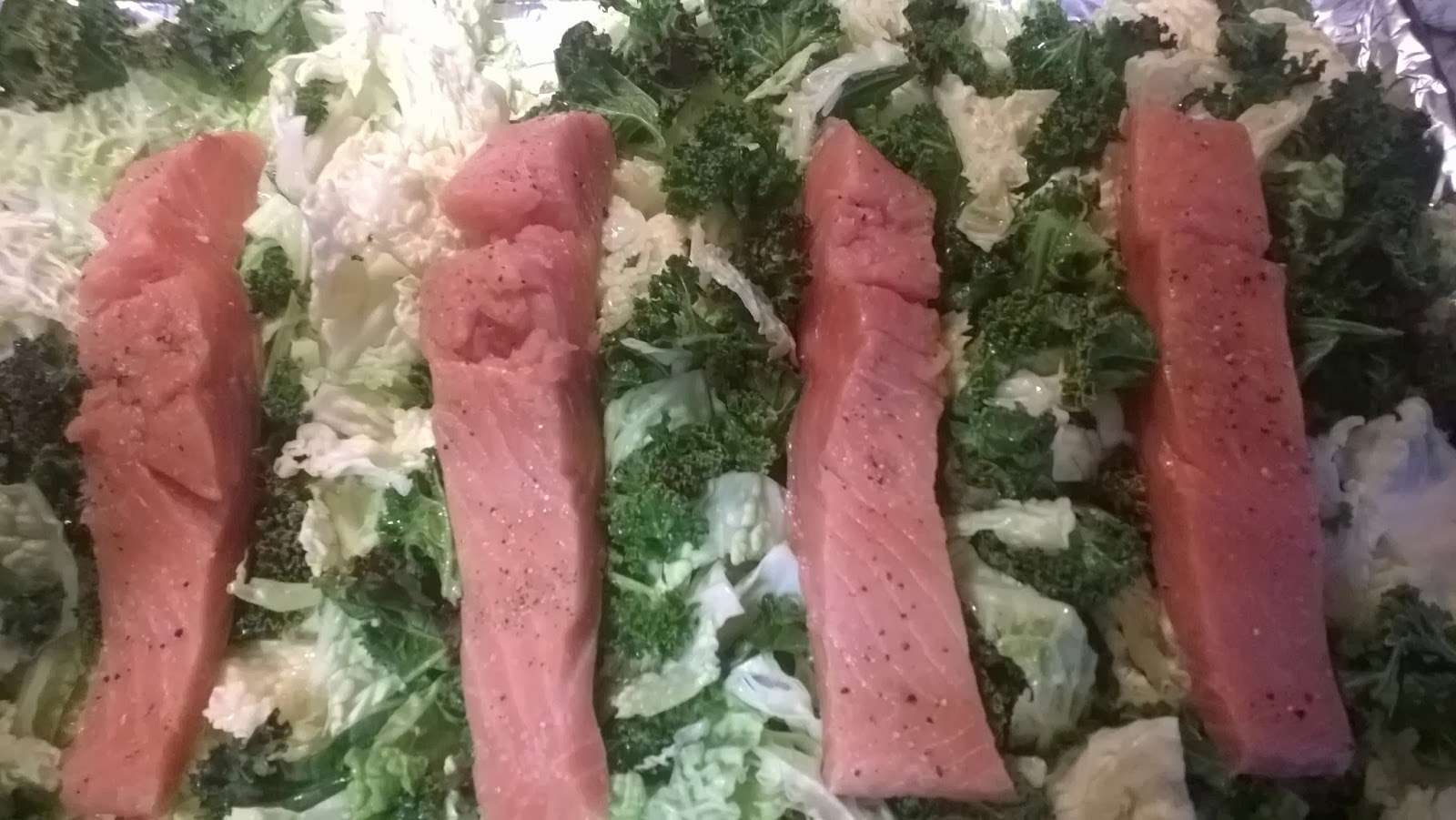 The Edible Givens Roasted Salmon with Kale and Cabbage