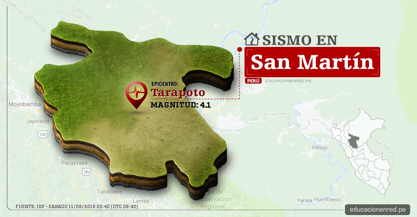 Temblor en San Martín de magnitud 4.1 (Hoy Sábado 11 Agosto 2018) Sismo EPICENTRO Tarapoto - Lamas - Tocache - Uchiza - IGP - www.igp.gob.pe Temblor en San Martín de magnitud 4.1 (Hoy Sábado 11 Agosto 2018) Sismo EPICENTRO Tarapoto - Lamas - Tocache - Uchiza - IGP - www.igp.gob.pe