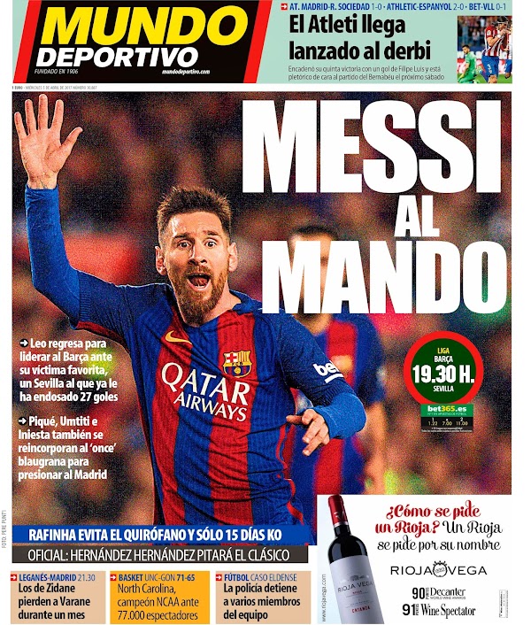 FC Barcelona, Mundo Deportivo: "Messi al mando"