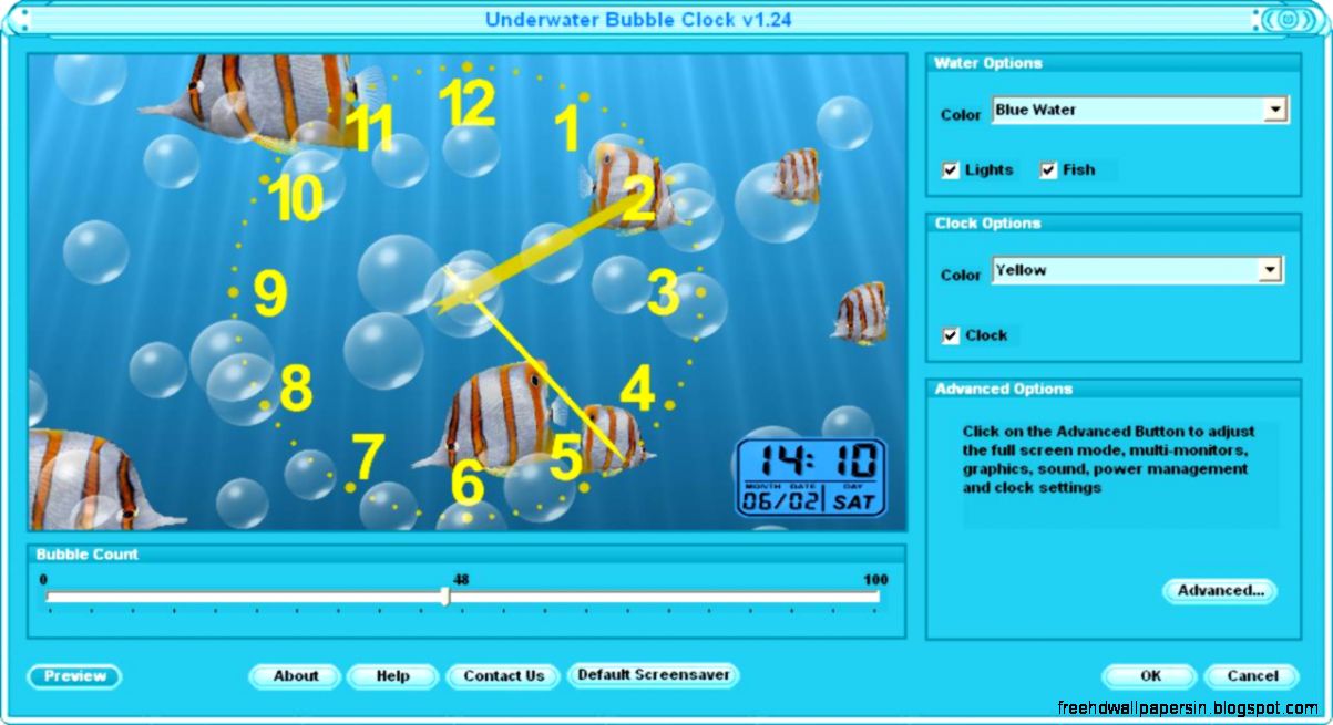 Underwater Clock Screen Saver and Bubbles Screen Saver for Windows