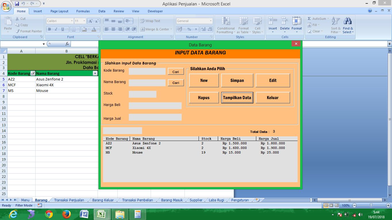 Aplikasi Penjualan Excel