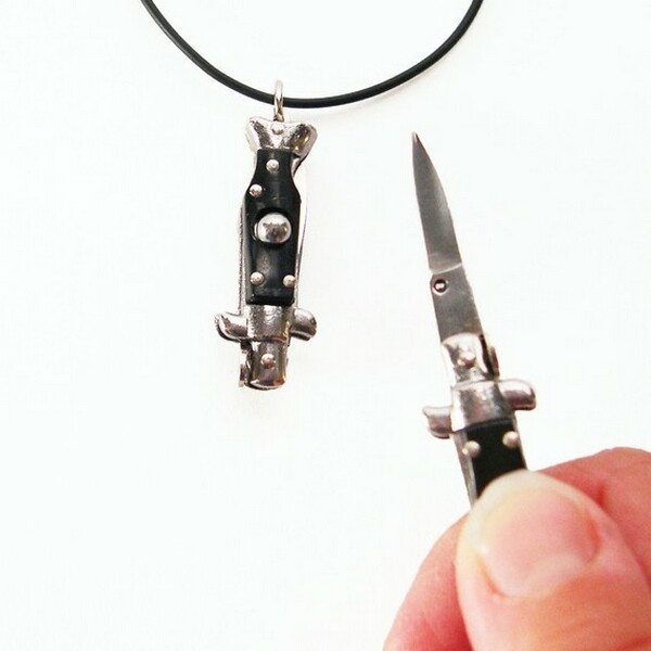 REAL WORKING Tiny Switchblade Knife Necklace