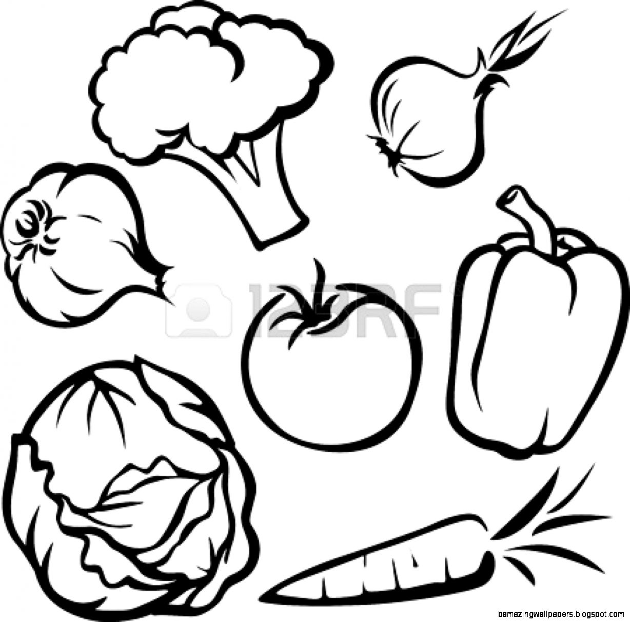 Vegetables Clip Art Black and White