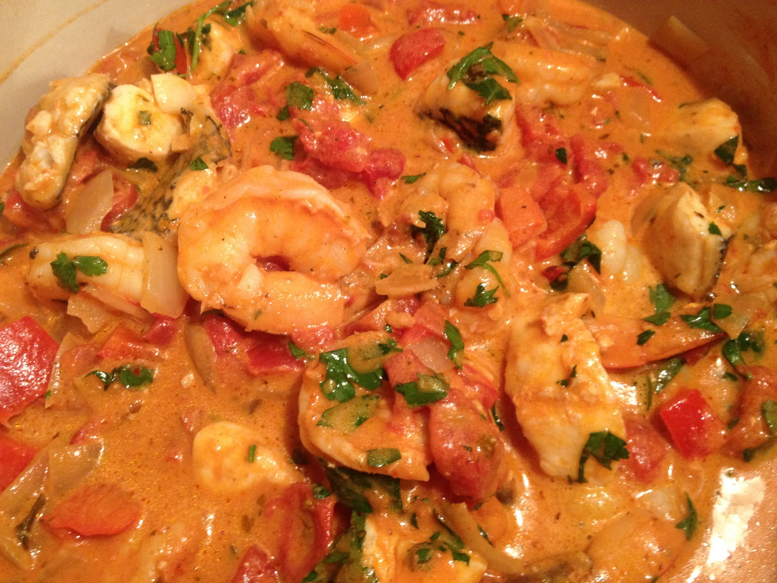 Claire's Culinary Connection Sea Bass and Shrimp over Grits