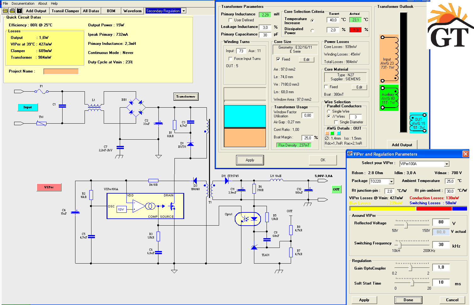 Phần mềm tính toán nguồn biến áp xung Viper