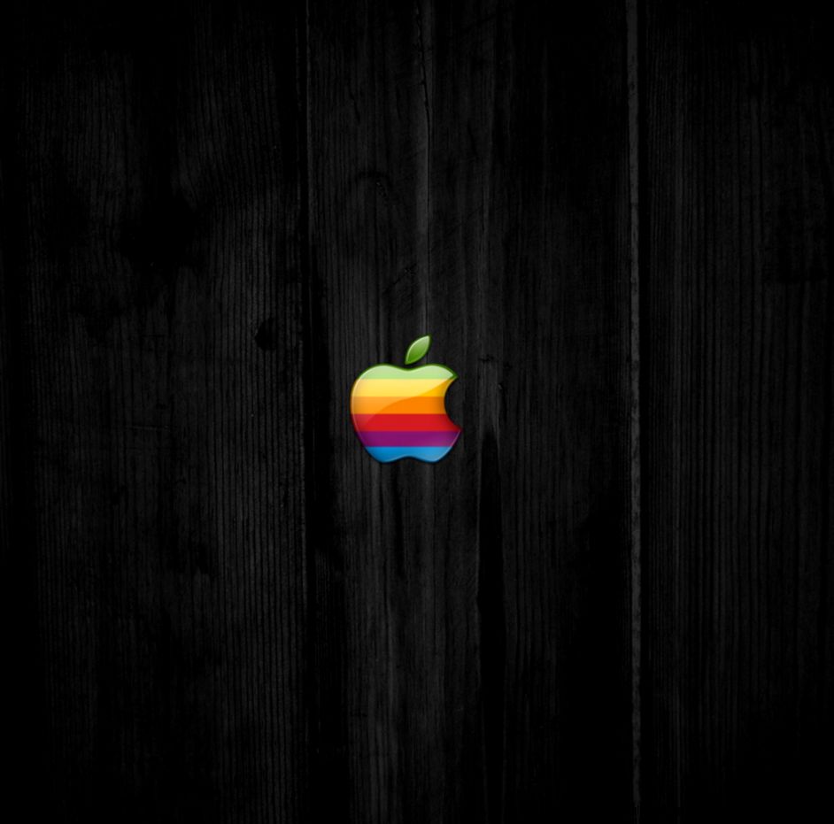Old School Apple Wood iPad Wallpaper