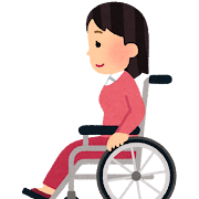 横から見た車椅子に乗る人のイラスト（女性）