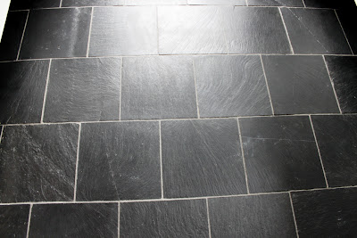 The finished result after laying our slate tiles in the kitchen.