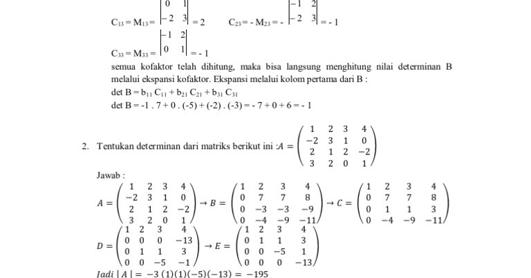 Contoh Soal Determinan Matriks 3X3 SoalSoal