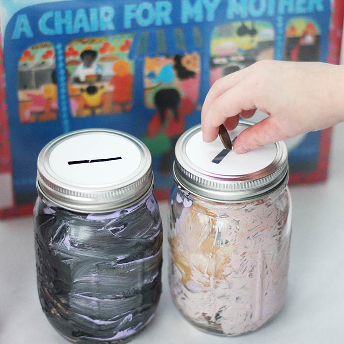 Kid Painted Mason Jar Banks Family Dinner Book Club Craft Sunny Day