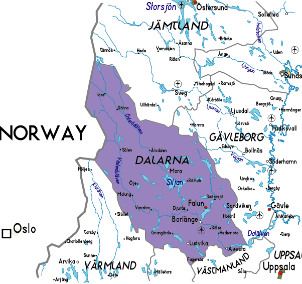 Dalarna Map Province City | Map of Sweden Political Region Province City