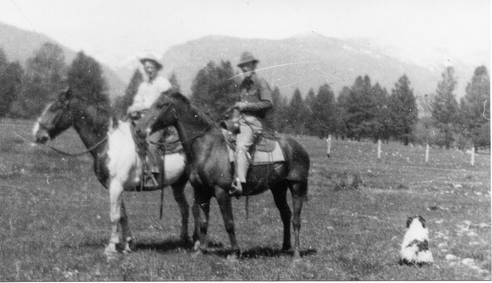1949 My Dad and Grandfather @ Fort Owen Ranch, Stevensville, Montana http://www.jinglejanglejungle.net/2014/12/cowboy-songs.html 