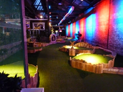 A view of the Swingers Crazy Golf course in Shoreditch, East London Swingers Crazy Golf in Shoreditch, London