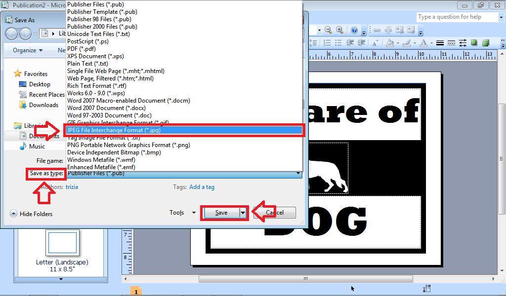 Working on Microsoft Publisher 2007