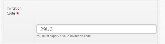 Invite code required