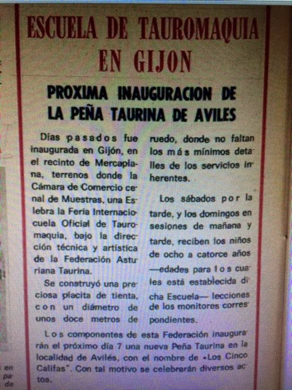 escuela de tauromaquia gijon 1974