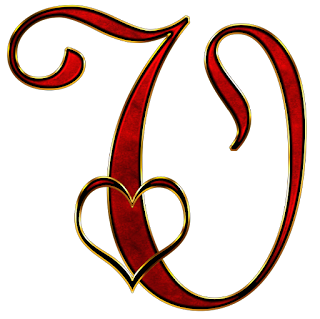 Alfabeto Rojo con Dorado y Corazón.