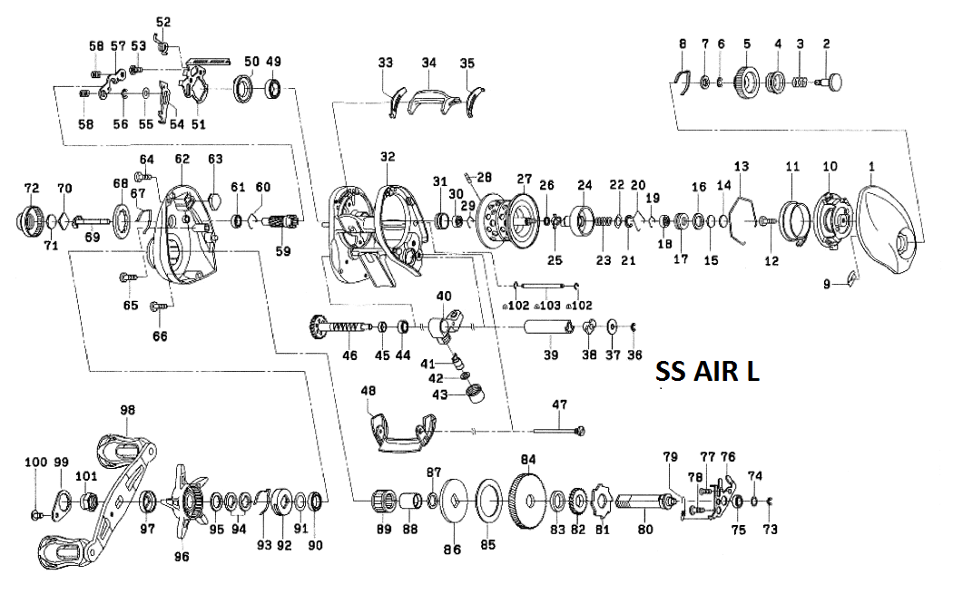 daiwa SS 103 SV and SS AIR schematics ( additional SS SV 105XH ) most