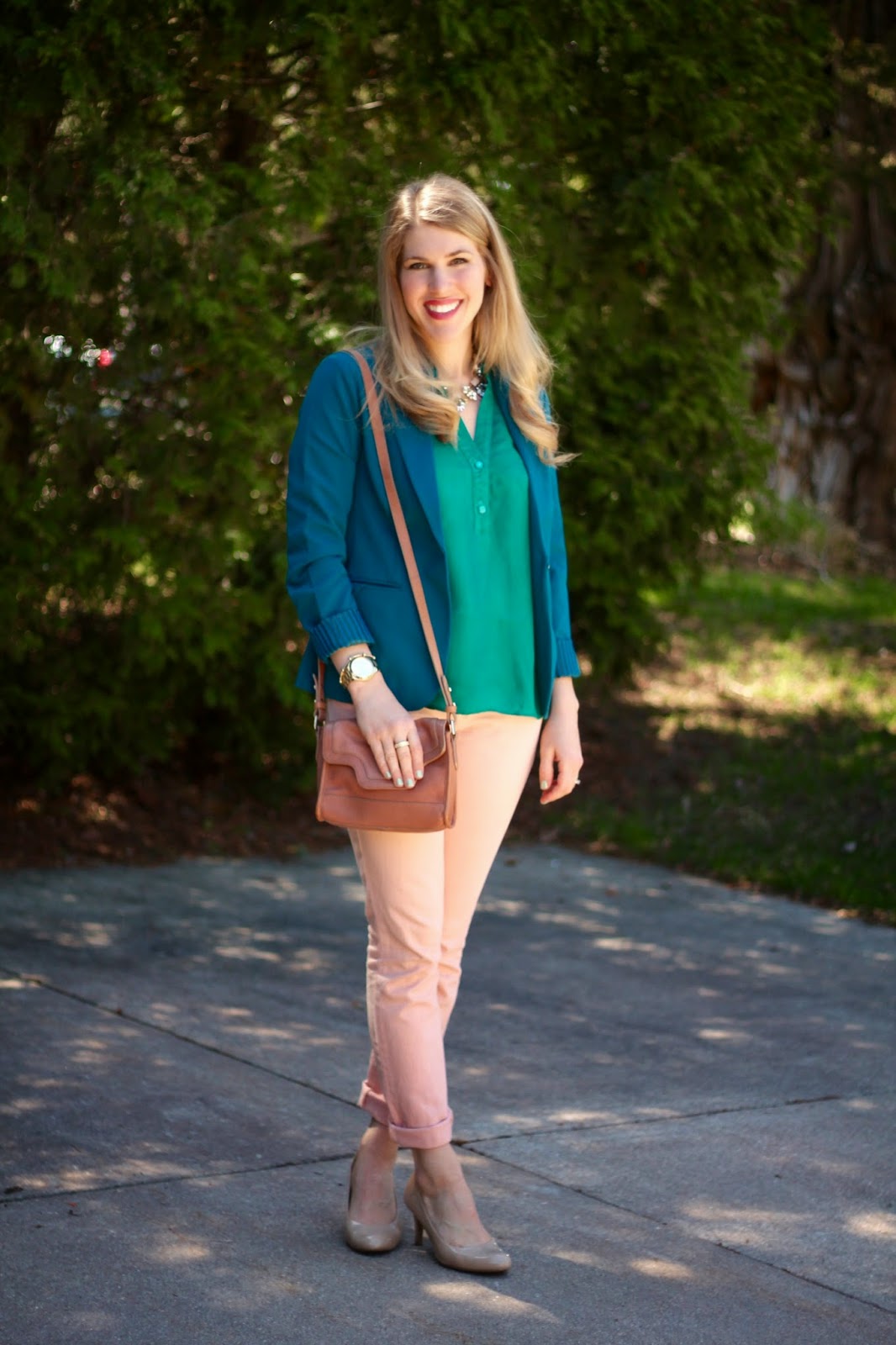 Blush Jeans and Teal