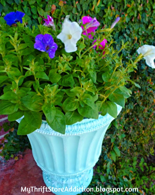 Upcycled chalk painted garden urn