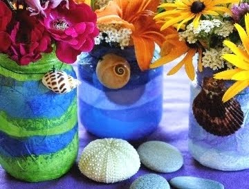 glass jars with tissue paper