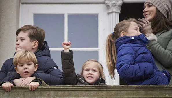 Crown Prince Frederik and Crown Princess Mary, with their four children, Prince Christian,Prince Vincent, Princess Josephine