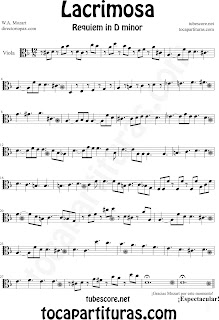 Partitura Fácil  de Lacrimosa para Viola by Sheet Music for Viola Partitura Requiem by Mozart Music Scores